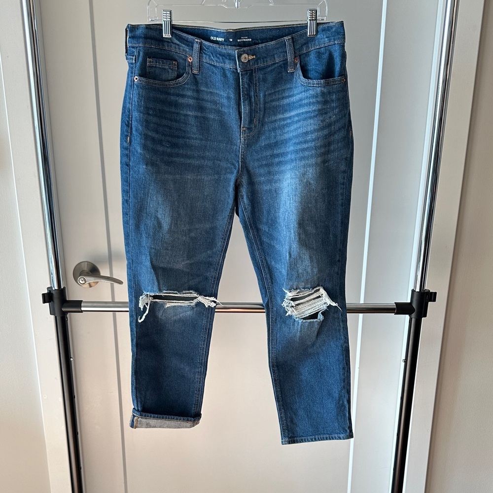 Old Navy Women's Dark Blue Boyfriend Jeans